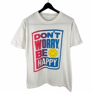 Vintage 1980s Don’t Worry Be Happy Colorful Smiley Gradient Shirt Size L